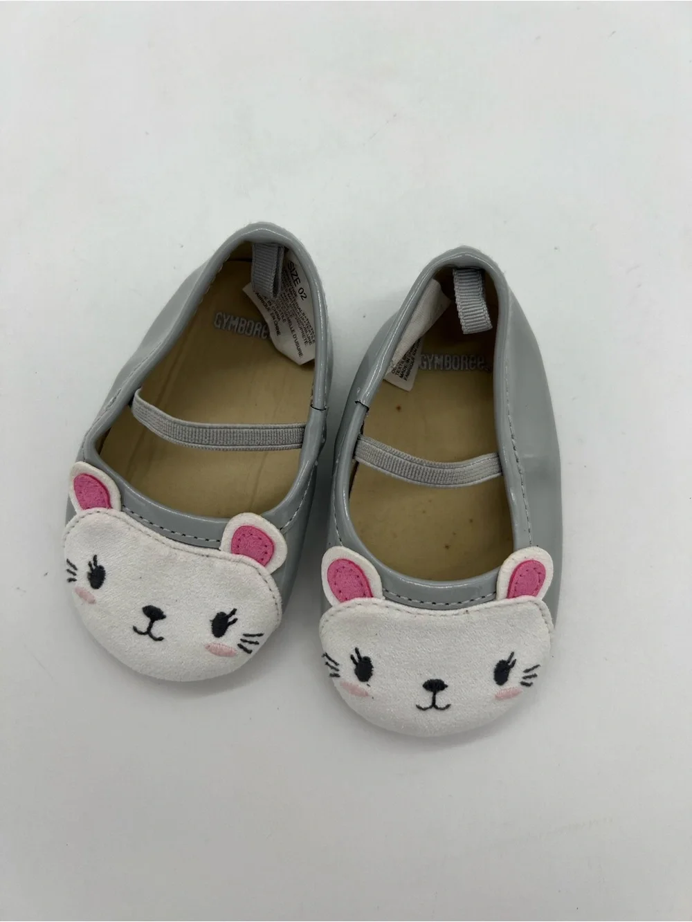 Baby Girl Gymboree Size 2 Kitty Shoes Gray Pink